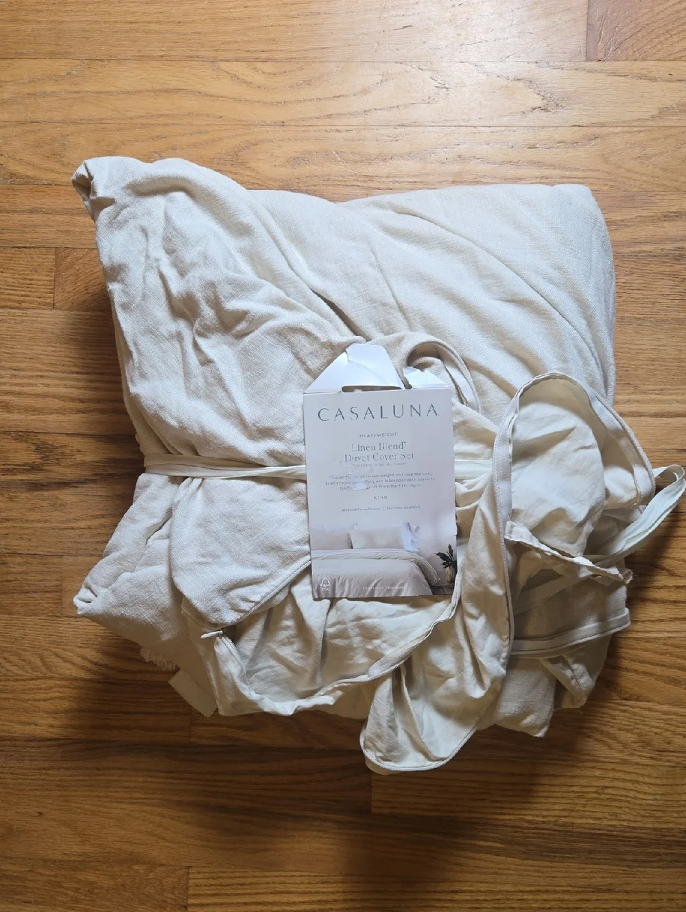 BN Casaluna Target Natural heavyweight linen blend duvet cover, 2 shams set King